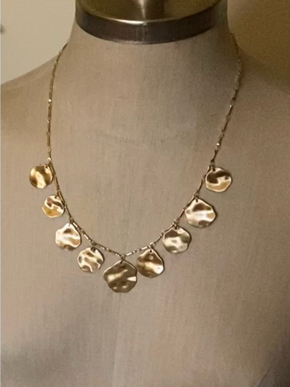 Gold  💛 Disc Charm Necklace with Hammered Discs for Women